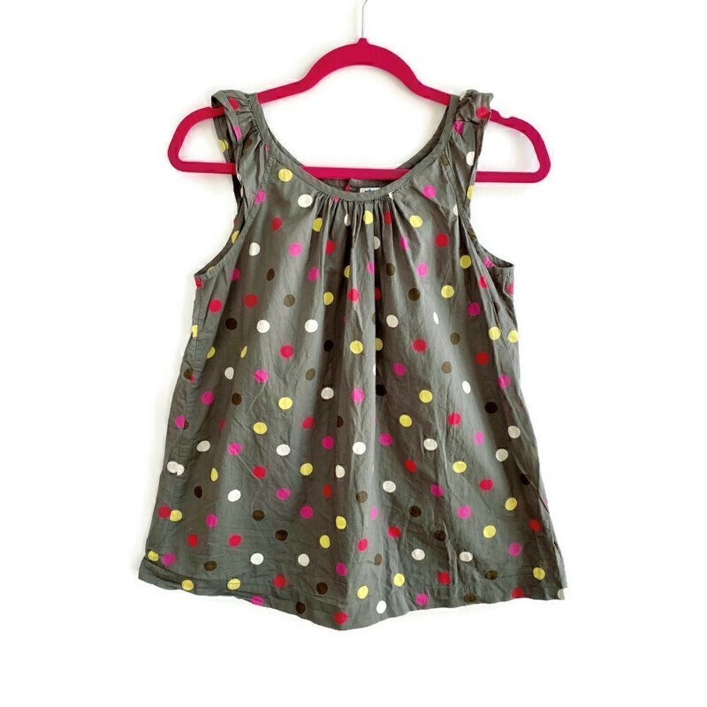 Johnnie B. Mini Boden Polka Dot Sleeveless Swing Top Gray Kid’s L